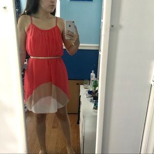 Salmon Chiffon Spaghetti strap Dress